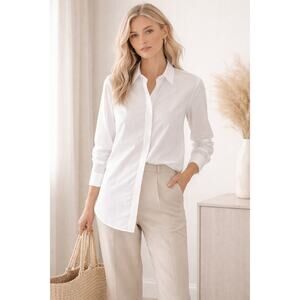 Rag & Bone White Button Up Shirt Long Line 100% Cotton S